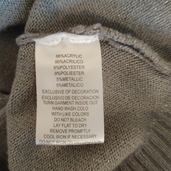 SAG HARBOR METALLIC TWINSET CARDIGAN, GREY MP - Picture 6 of 6